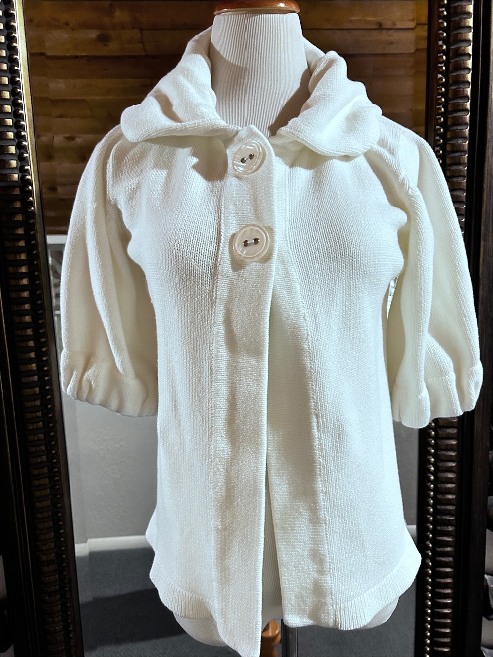 Peck & Peck Cream Peter Pan Collar Womens  Pea Coat